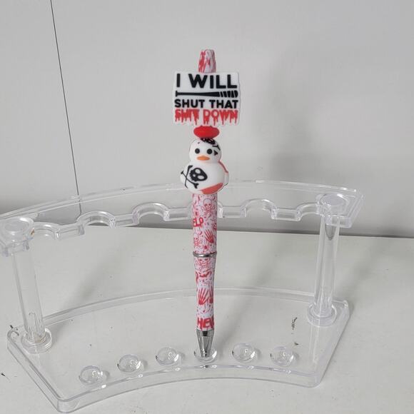 Silicone Horror Focal Beaded Pen Handmade Duck Skulls Negan Walking Dead Quote - Picture 1 of 6
